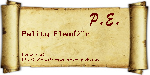 Pality Elemér névjegykártya